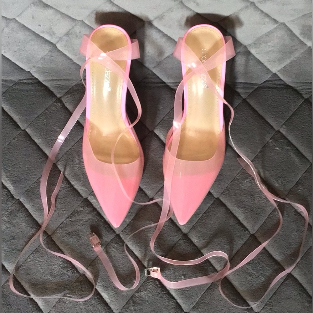Transparent Pink High Heel Shoes
